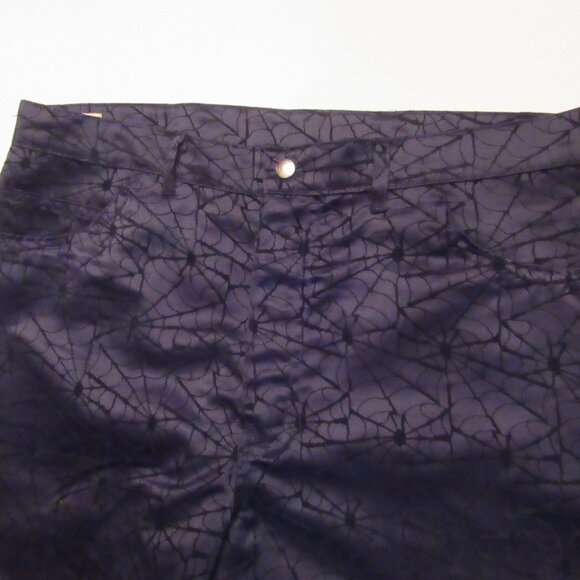 Vintage Black Velvet Spider Web Cobwebs Pants Sz 36 The Creative Brand Cykxtees - Picture 9 of 15